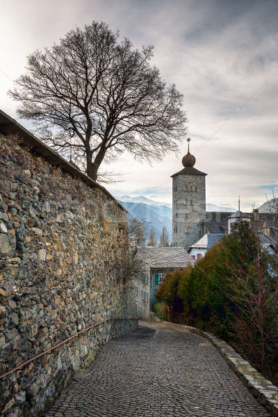 Stockalper Citadel and Defence  Wall in Brig, Switzerland Stock photo © anshar