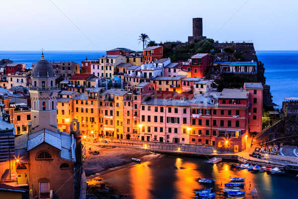 Vernazza Castle and Church at Early Morning in Cinque Terre, Ita Stock photo © anshar
