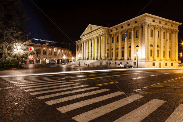Palace of Gran Guardia and Roman Amphitheater on Piazza Bra in V Stock photo © anshar