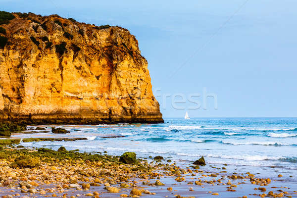 White Yacht at Porto de Mos Beach in Lagos, Algarve, Portugal Stock photo © anshar