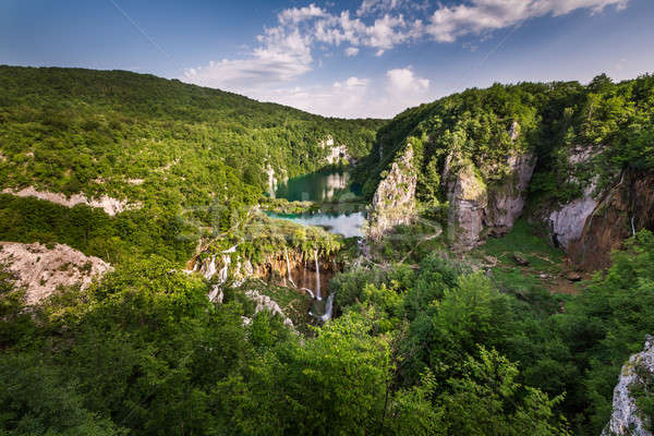 Aerial View on Waterfalls in Plitvice National Park, Donja Jezer Stock photo © anshar
