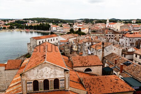 Panoramik görmek kırmızı çatılar Hırvatistan ev Stok fotoğraf © anshar