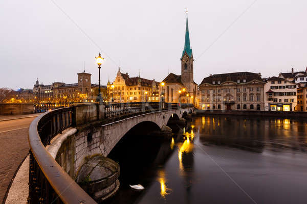 View of Zurich and Old City Center Reflecting in the river Limma Stock photo © anshar