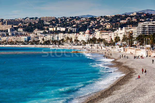 Promenade des Anglais and Beautiful Beach in Nice, French Rivier Stock photo © anshar