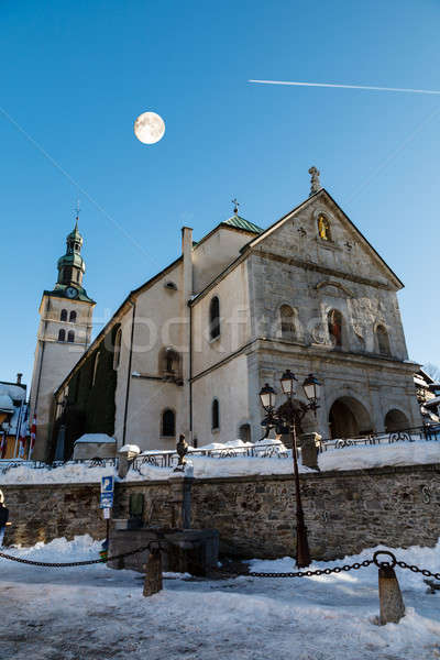 Luna llena medieval iglesia central cuadrados Foto stock © anshar