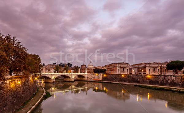 Megvilágított folyó szent katedrális reggel Róma Stock fotó © anshar