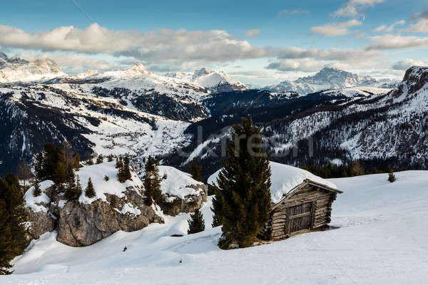 House in Passo Campolongo Valley near Skiing Resort of Arabba, D Stock photo © anshar