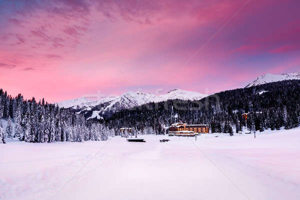 Beautiful Sunrise at Ski Resort of Madonna di Campiglio, Italian Stock photo © anshar