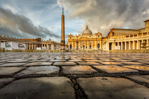 Platz Basilika Morgen Vatikanstadt Rom Stock foto © anshar