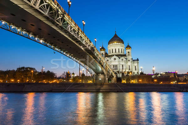 Cathedral of Christ the Saviour and Patriarshy Bridge in the Eve Stock photo © anshar