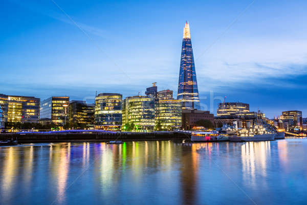 Temze folyó London sziluett naplemente rokon Stock fotó © anshar