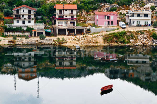 Boat and the Town Ploce in Croatia Stock photo © anshar