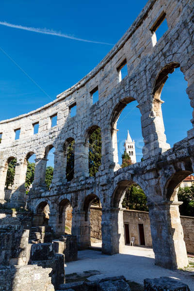 Eski Roma amfitiyatro Hırvatistan gökyüzü duvar Stok fotoğraf © anshar