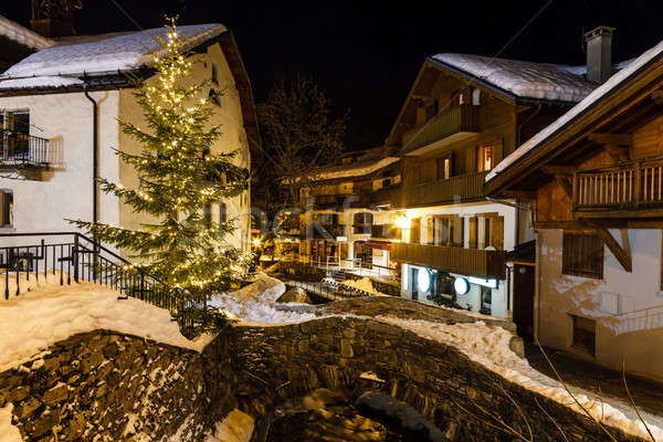 Dorf Weihnachten Französisch Alpen Frankreich Haus Stock foto © anshar