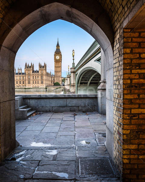 Big Ben, Queen Elizabeth Tower and Wesminster Bridge framed in A Stock photo © anshar
