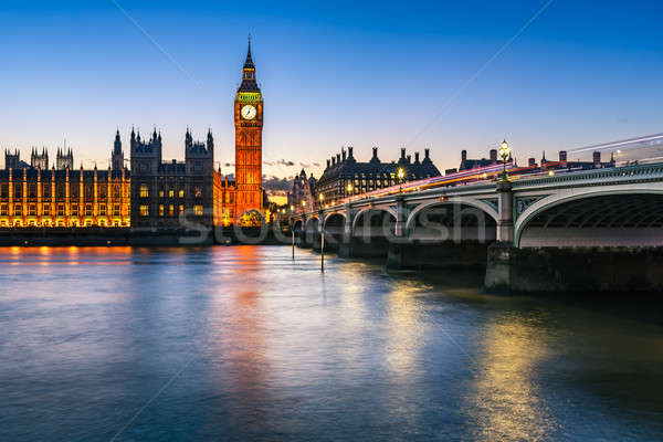 Foto stock: Big · Ben · rainha · torre · ponte · noite