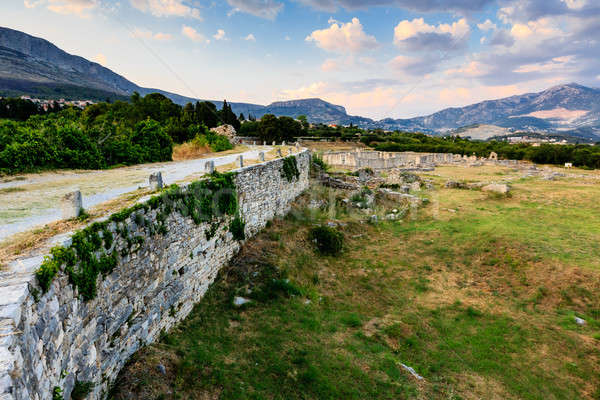 Ruins of Ancient Town of Salona and Distant Mountains near Split Stock photo © anshar
