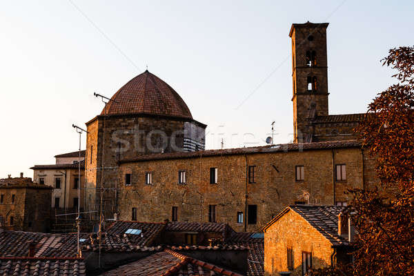 [[stock_photo]]: Coucher · du · soleil · petite · ville · Toscane · Italie · ville · paysage