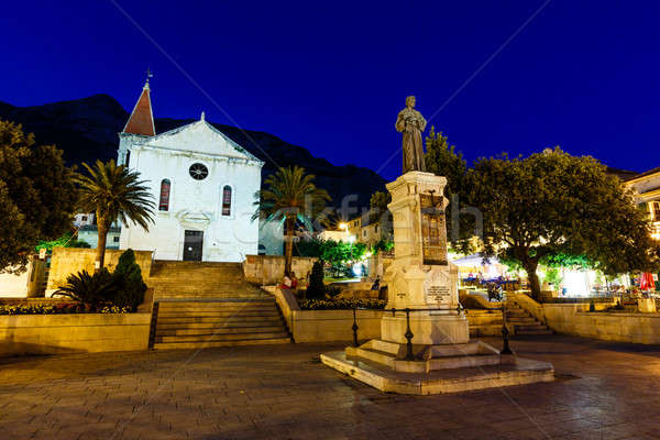 Saint Mark Cathedral in Makarska at Night, Croatia Stock photo © anshar