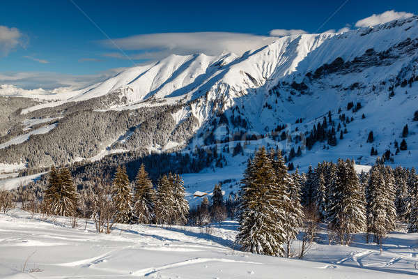 Stock foto: Skipiste · Französisch · Alpen · Frankreich · Wolken