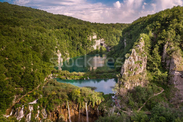 Aerial View on Waterfalls in Plitvice National Park, Donja Jezer Stock photo © anshar