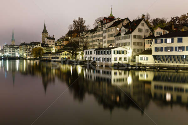 Zurich Skyline and the River Limmat in the Night, Switzerland Stock photo © anshar