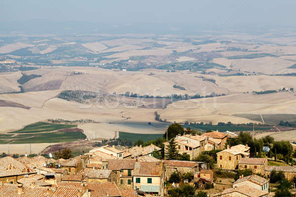 View of the Roofs and Landscape of a Small Town Montalcino in Tu Stock photo © anshar
