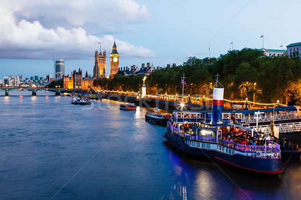 Stok fotoğraf: Big · Ben · westminster · köprü · akşam · Londra · Büyük · Britanya
