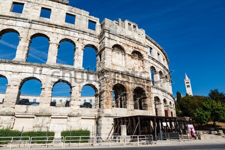 Alten roman Amphitheater Kroatien Himmel Wand Stock foto © anshar