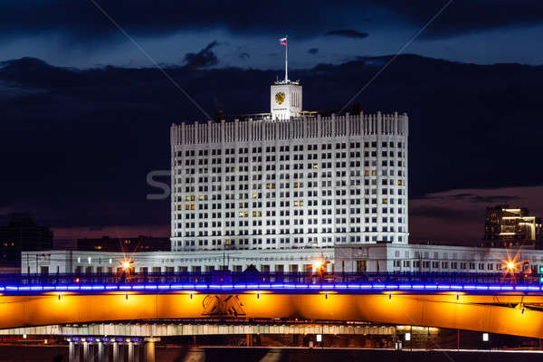 Foto stock: A · casa · branca · Moscou · rio · noite · Rússia · edifício