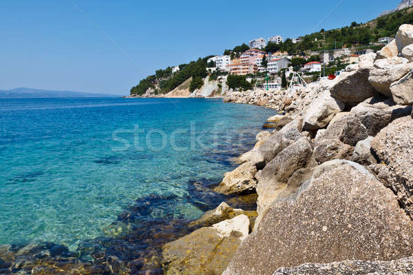 Albastru mare transparent apă plajă Croatia Imagine de stoc © anshar