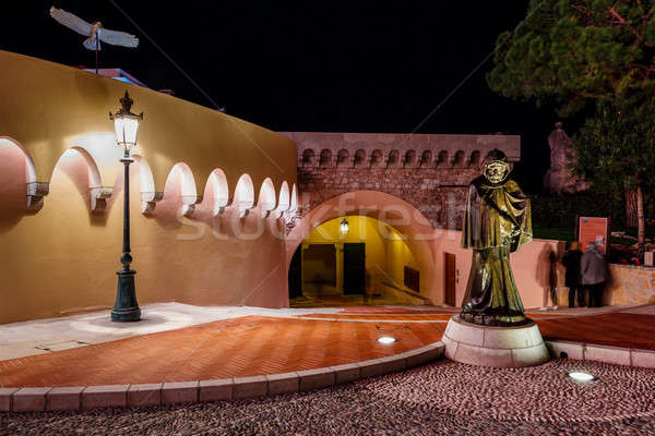 Posąg mnich pałac Monaco budynku noc Zdjęcia stock © anshar