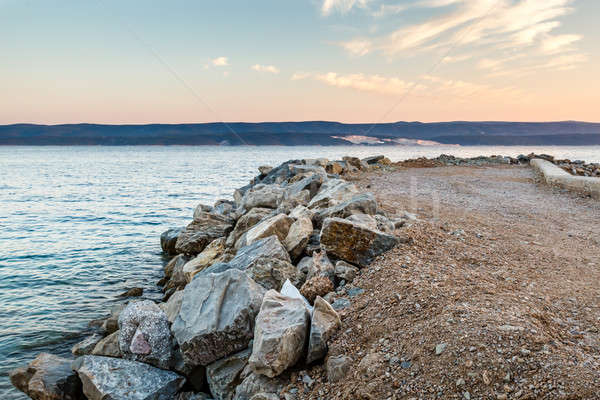 Breakwater on Makarska Riviera at Sunset, Croatia Stock photo © anshar