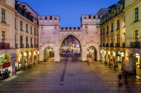 Stock foto: Tor · Platz · Abend · München · Keim · Deutschland