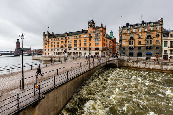 Stromgatan Street and Riksgatan Bridge in Stockholm, Sweden Stock photo © anshar