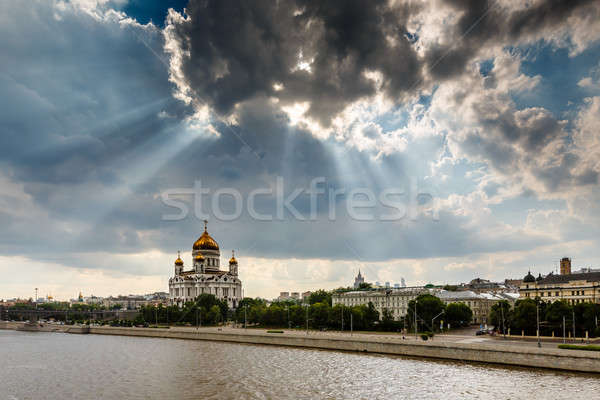 Soleil brillant cathédrale christ Moscou Russie Photo stock © anshar
