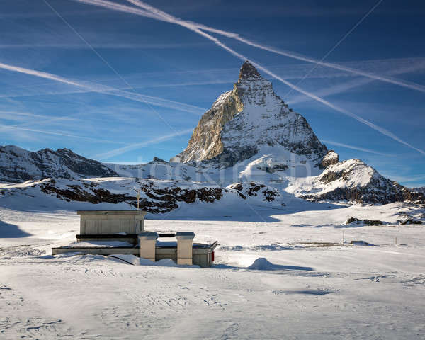 Spitze Ski Resort Schweiz Gebäude Natur Stock foto © anshar