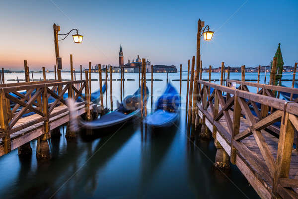 Gondolas, Grand Canal and San Giorgio Maggiore Church at Dawn, V Stock photo © anshar