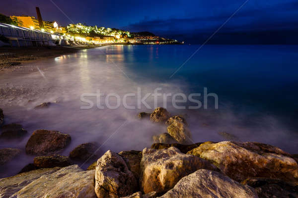 浪漫 海灘 夜 尼斯 法國人 天空 商業照片 © anshar