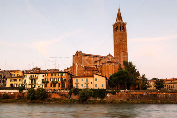 Campanile of Saint Anastasia in Verona at Morning, Veneto, Italy Stock photo © anshar