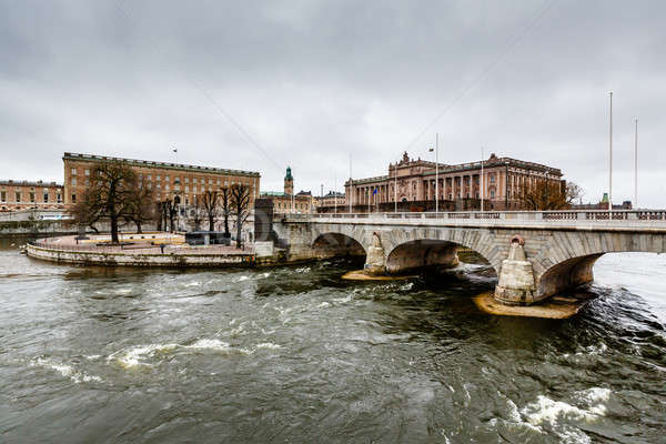 Stockfoto: Brug · gebouw · eiland · Stockholm · Zweden · stad