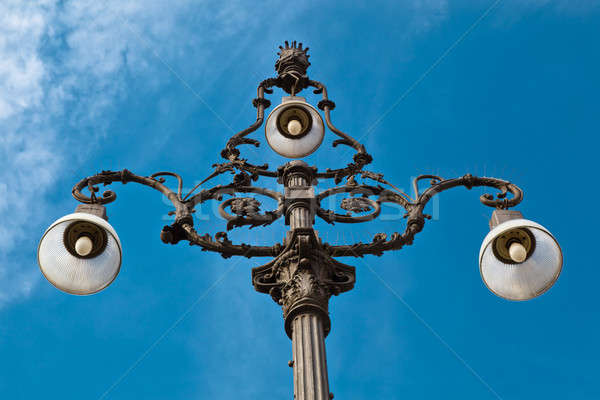 Ornate Lamppost with Three Lamps in Genoa, Italy Stock photo © anshar