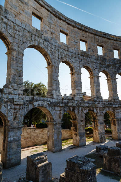 Eski Roma amfitiyatro Hırvatistan gökyüzü duvar Stok fotoğraf © anshar