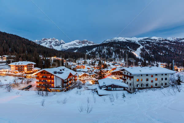 Illuminated Ski Resort of Madonna di Campiglio in the Evening, I Stock photo © anshar