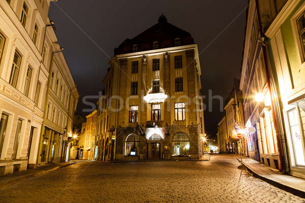 Rua velho Tallinn noite Estônia casa Foto stock © anshar