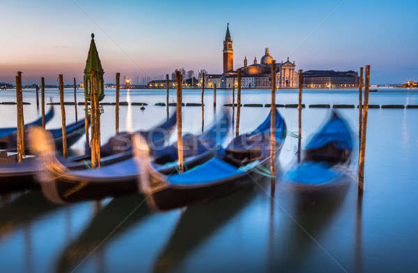 Gondolas, Grand Canal and San Giorgio Maggiore Church at Dawn, V Stock photo © anshar