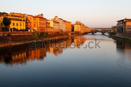 Stock photo: Ponte Vecchio Bridge Across Arno River in Florence at Morning, I