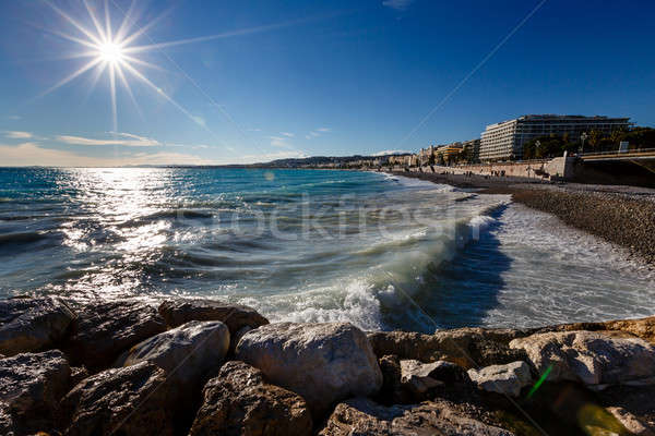 天藍 海 美麗 海灘 尼斯 法國人 商業照片 © anshar