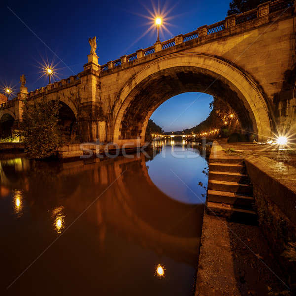 Under the Holy Angel Bridge at Dawn, Rome, Italy Stock photo © anshar