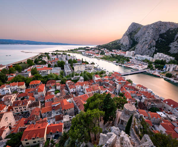 Aerial View on Omis Old Town and Cetina River, Dalmatia, Croatia Stock photo © anshar